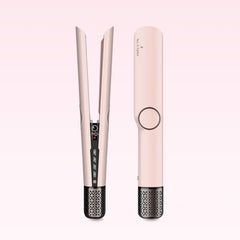 Ace & Taylor AirStraight in Pink Quartz, front and back view with digital temperature display